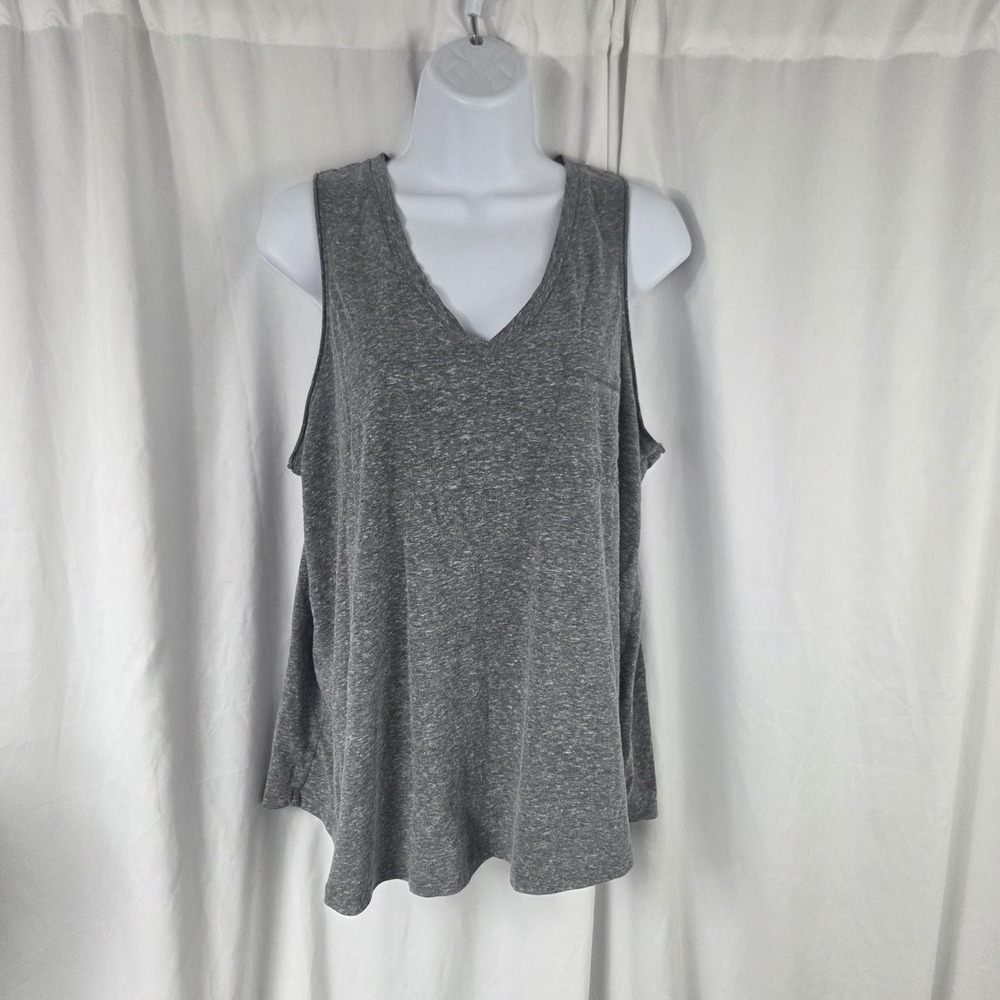 SO Tank Top Juniors Large Gray V Neck Sleeveless Pocket Basic Jersey Shirt